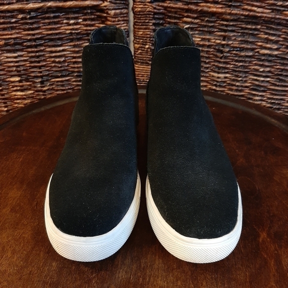 Steve Madden Sultan Suede Leather Booties Black 7.5 Wedge Chelsea Sneakers - Picture 3 of 8